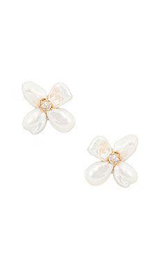 SHASHI Flower Pearl Earrings in Ivory from Revolve.com | Revolve Clothing (Global)