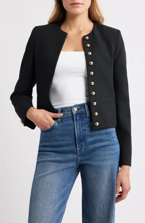 MANGO Grace Crop Jacket in Black at Nordstrom, Size X-Small | Nordstrom