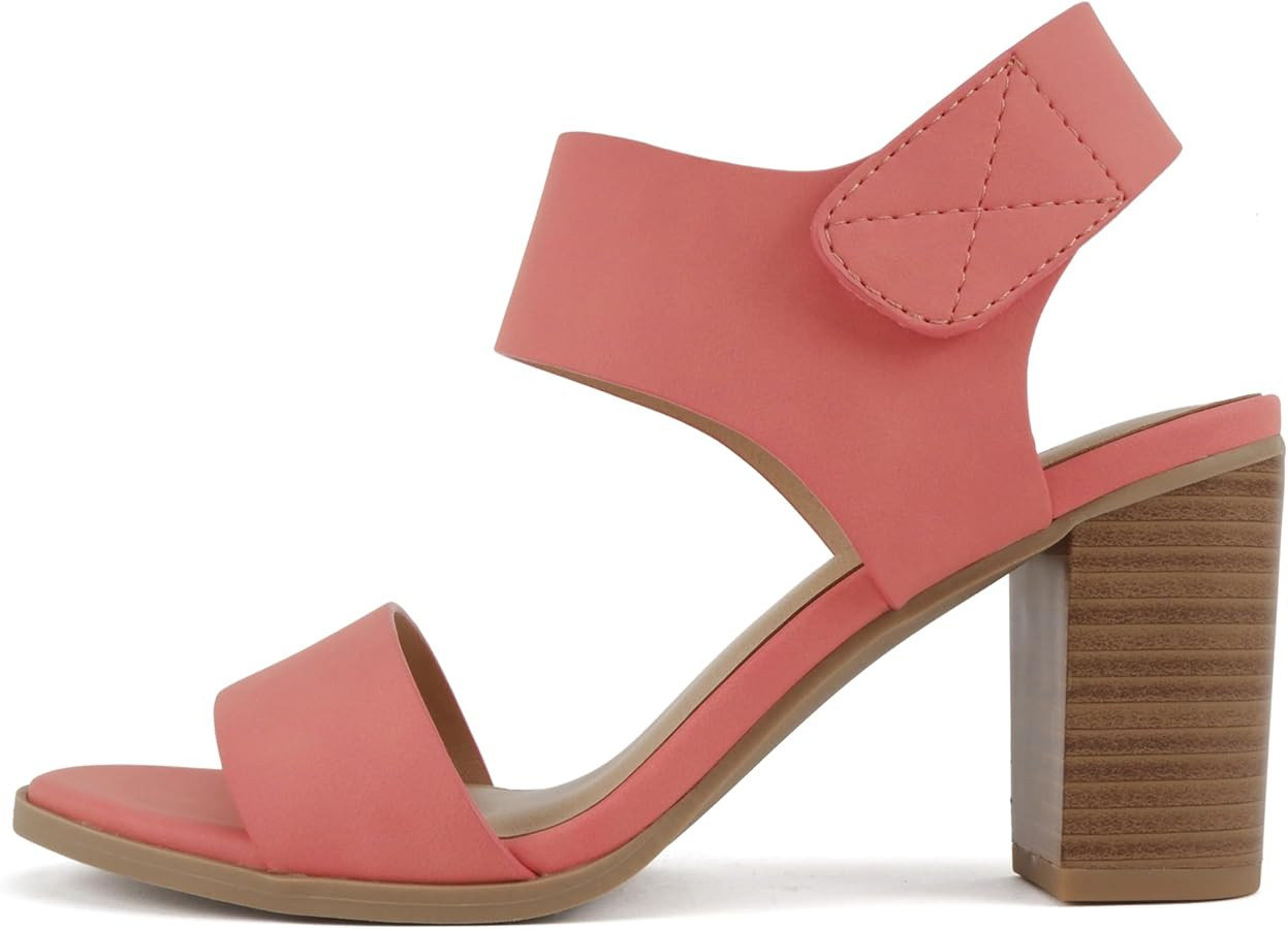 Soda Wait-A ~ Women Open Round Toe Chunky Heel Ankle Strap High Heel Dress Sandals | Amazon (US)