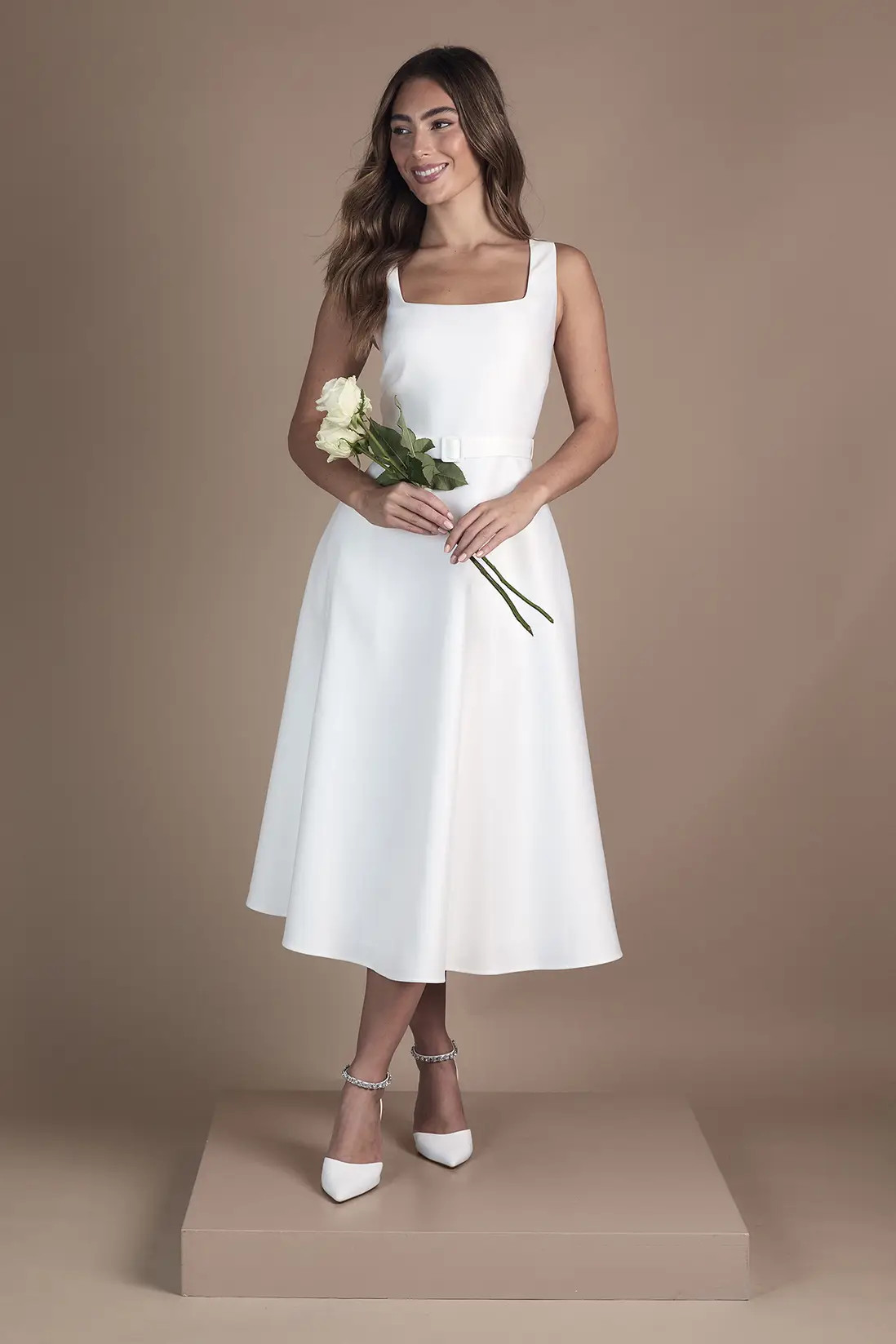 Ivory Coast Belted Twill Midi Wedding Dress | Debenhams | Debenhams UK