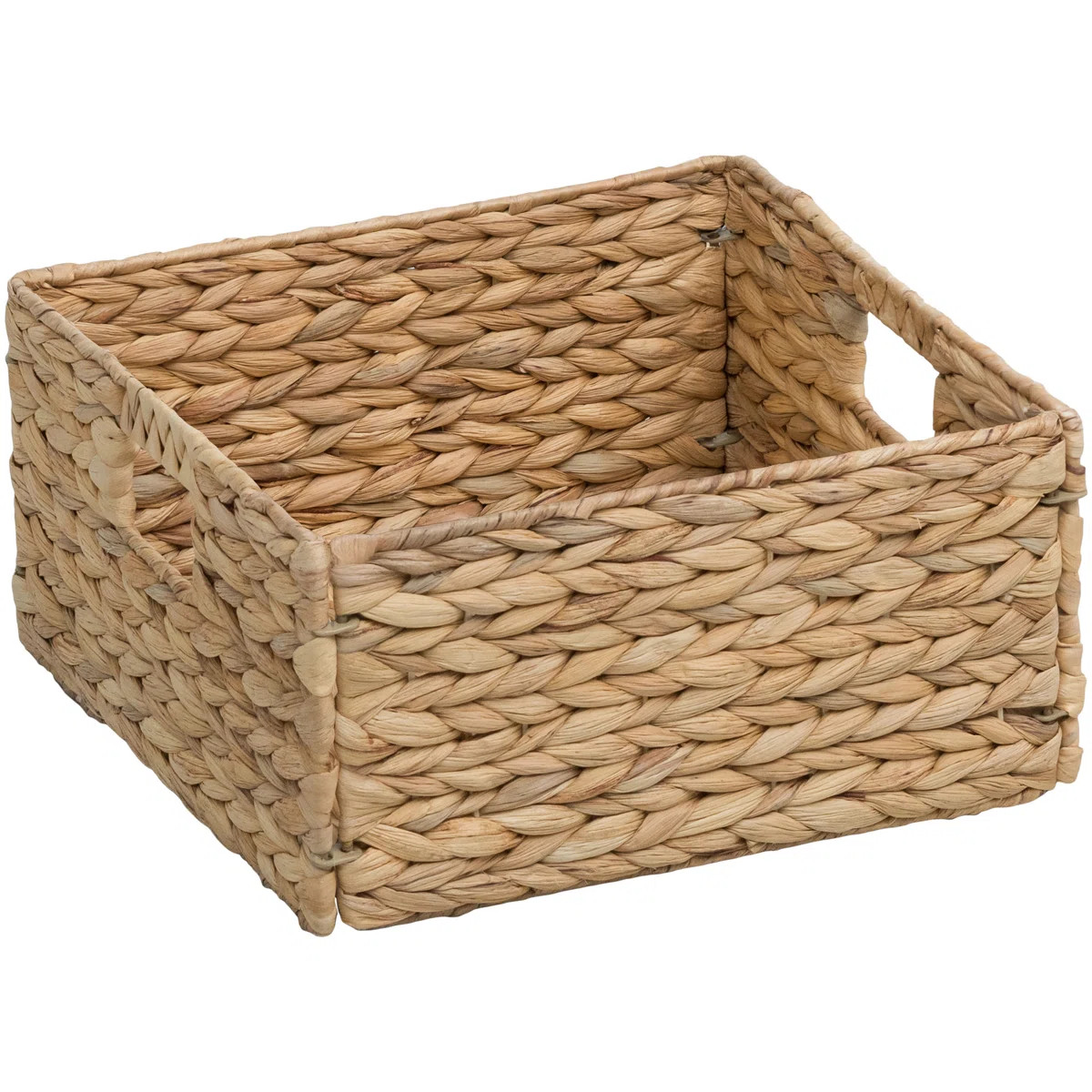 Square Natural Water Hyacinth Hand Woven Rattan Wicker Storage Basket Set With Iron Wire Fram | Wayfair North America