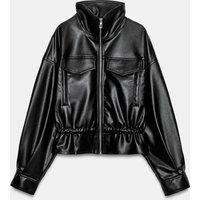 Zara - Adjustable Waist Faux Leather Jacket - Black - L - Woman | Zara US