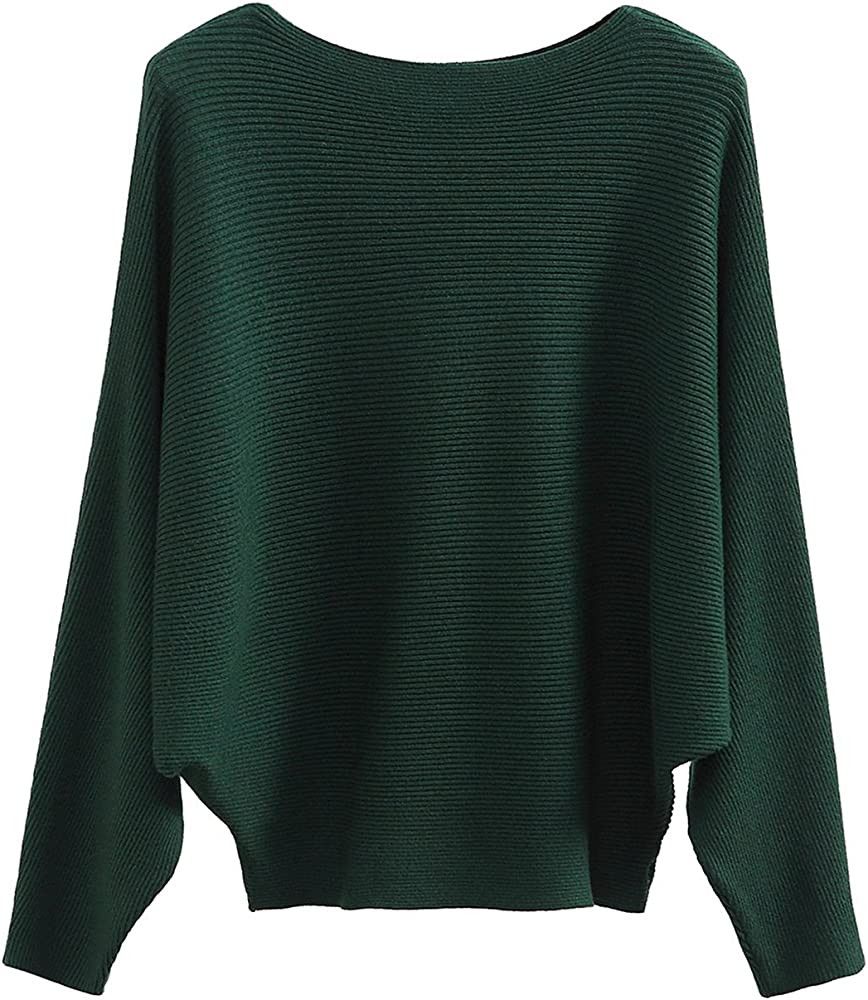 GABERLY Boat Neck Batwing Sleeves Dolman Knitted Sweaters and Pullovers Tops for Women | Amazon (US)