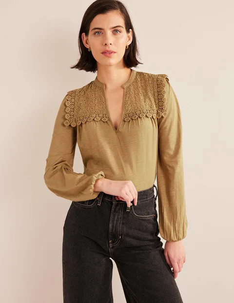 Notch Neck Woven Mix Top | Boden (US)