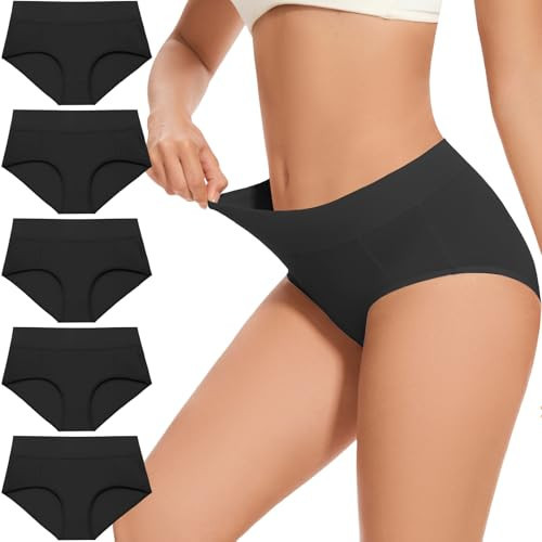 CleainKorte Womens Cotton Underwear Hipster Ladies Panties for Women Mid Rise Coverage Briefs Strech Breathable - 5 Pack | Amazon (US)