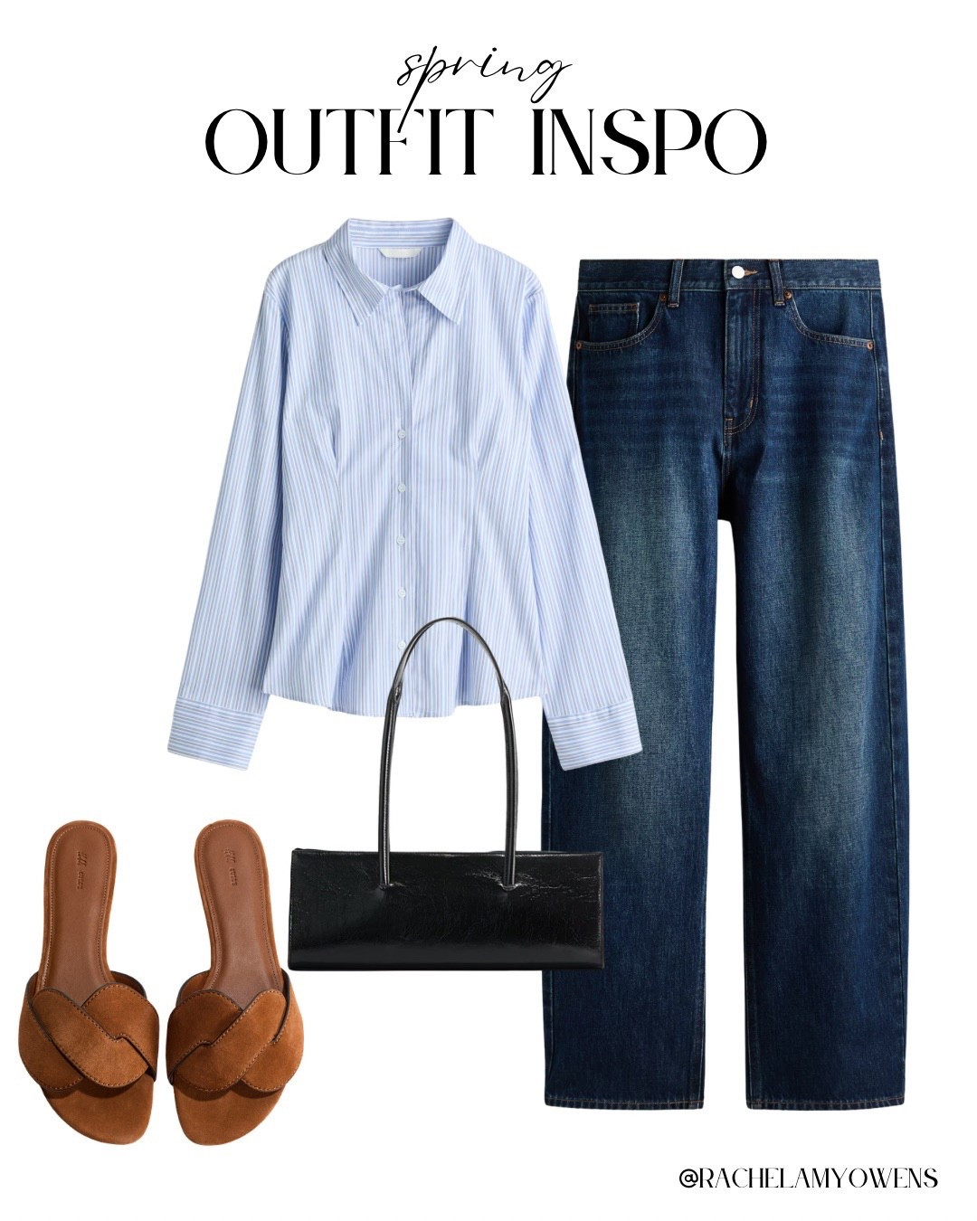 Spring Outfit Inspo

The perfect mix of classic and cool for your spring wardrobe! ☁️
I love how this crisp blue pinstripe shirt elevates a pair of timeless dark-wash denim. Complete the look with some cognac suede slides and a sleek black bag for a polished, everyday aesthetic. ✨👖

#springfashion #everydaystyle #denimlook #springootd #casualchic #capsulewardrobe #streetstyle #minimalistfashion

#LTKSeasonal #LTKootd #LTKWorkwear