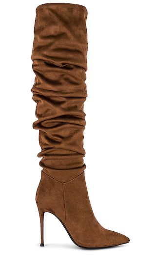 Pillar Heeled Boot in Brown Suede | Revolve Clothing (Global)