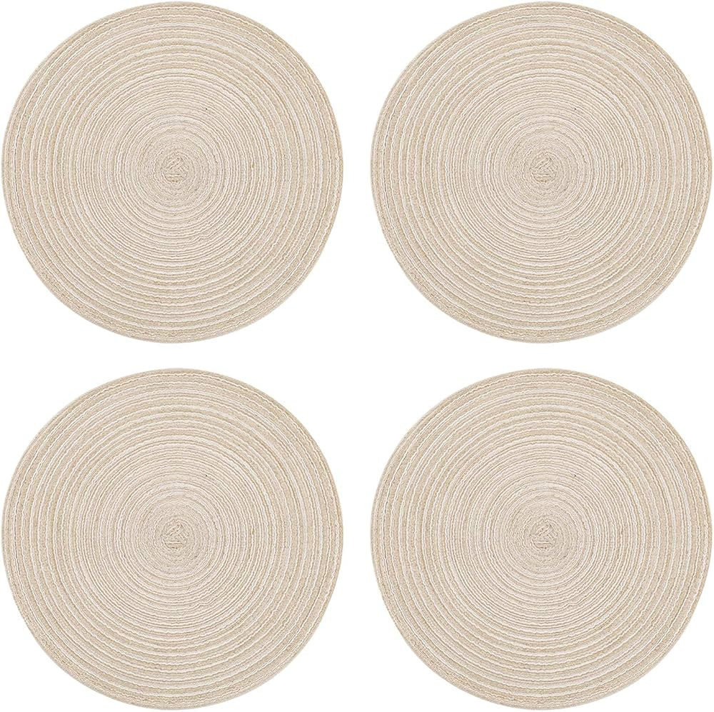 Topotdor 14 Inch Round Placemats Heat-Resistant Stain Resistant Anti-Skid Washable Polyproplene T... | Amazon (US)