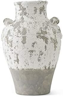 K&K Interiors 14386A-1 24 Inch Glazed Terra Cotta Vase with 2 Handles, 16.5 Inch, White | Amazon (US)