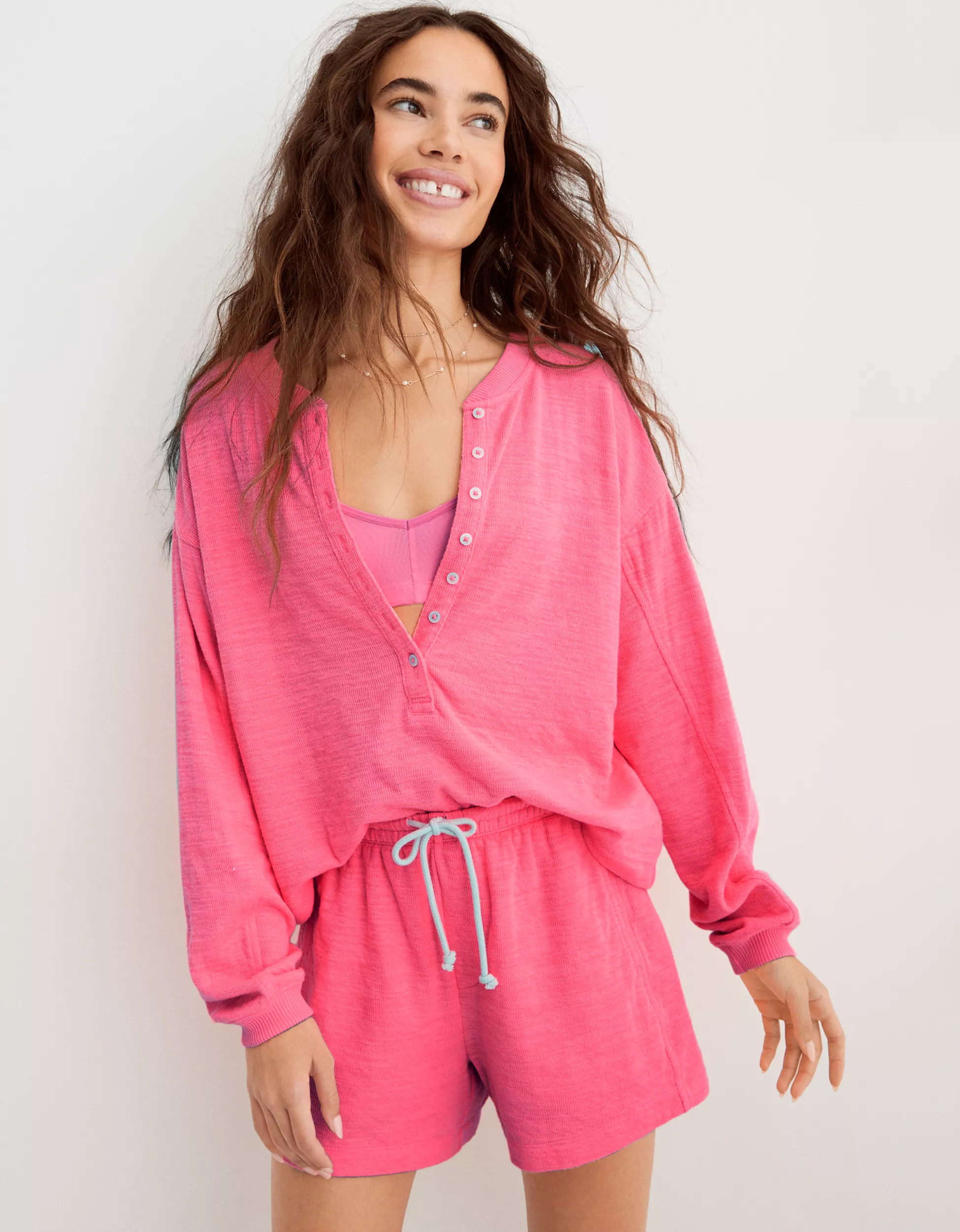 Aerie Henley Light Weight Sweatshirt | Aerie
