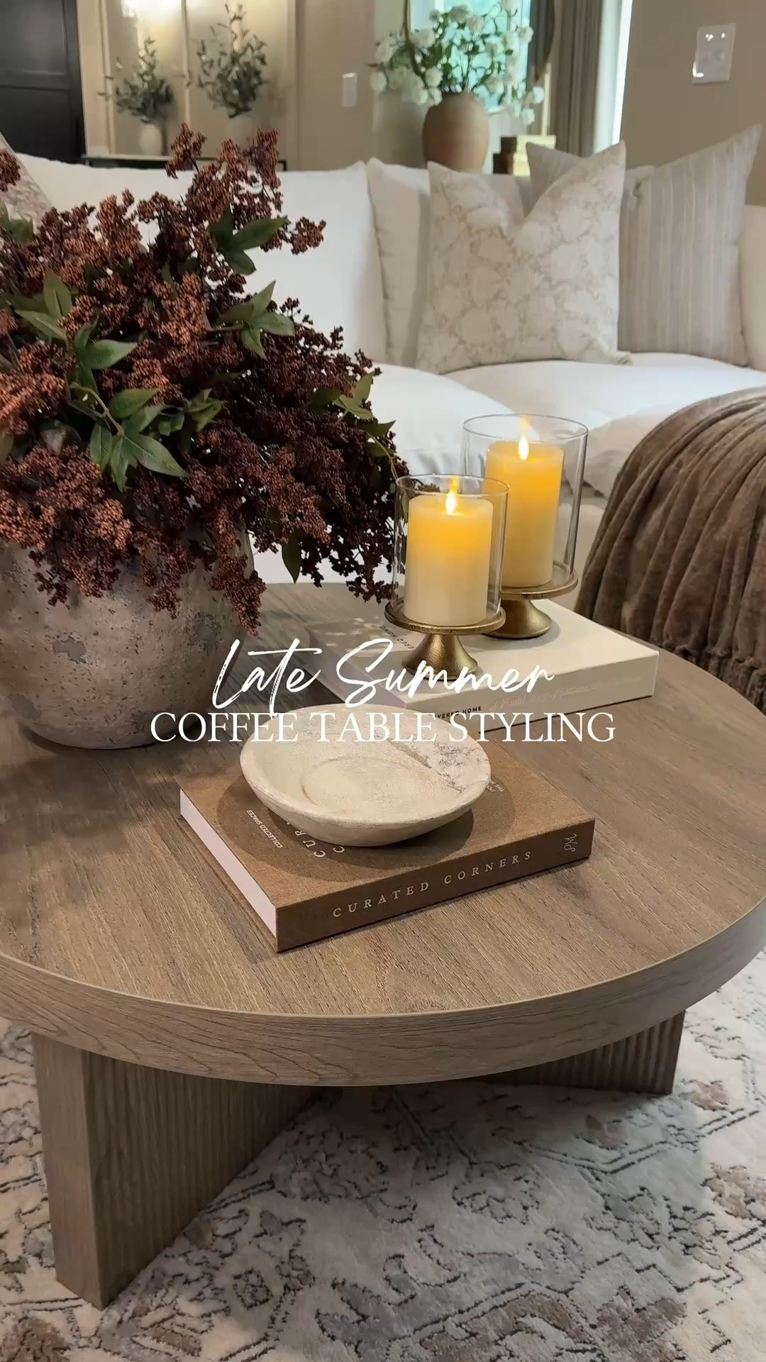 LATE SUMMER COFFEE TABLE STYLING

Follow @farmtotablecreations on Instagram for more home finds and styling inspiration.

A few simple pieces can completely change the feel of your living room. I love mixing natural textures, warm neutral tones, layered books, and soft candlelight to create a coffee table that feels cozy now and transitions beautifully into fall. It’s an effortless look that makes your home feel warm, inviting, and beautifully lived in.

#LTKHome #CoffeeTableDecor #NeutralHome #LateSummerDecor #HomeStyling

#LTKHome #LTKSeasonal #LTKSaleAlert