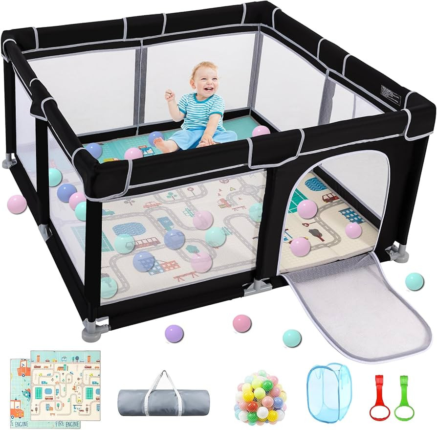 Baby Playpen with Mat, Durable and Secure Baby Play Pen, 50”×50” Playpen Kids Activity Play ... | Amazon (US)