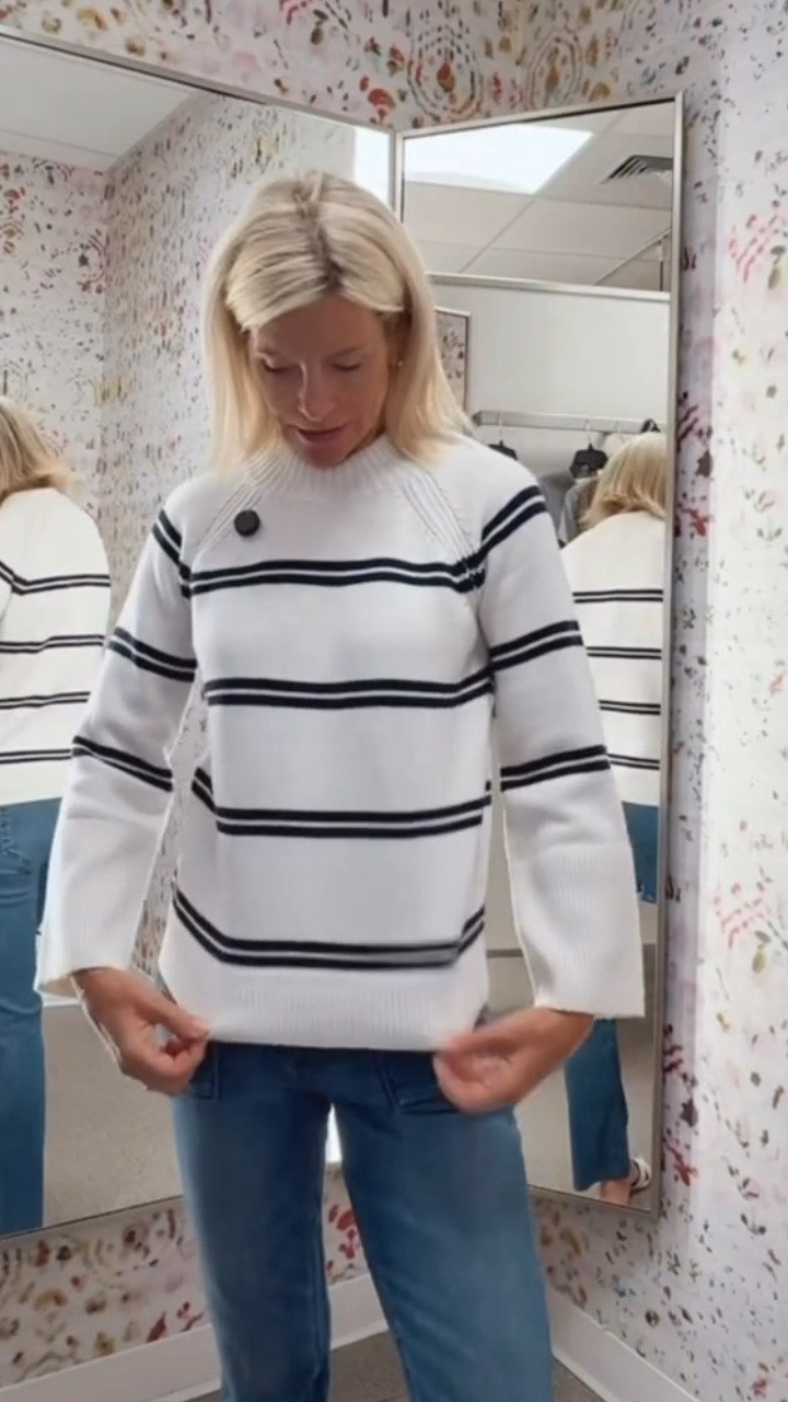 This striped sweater was such a pleasant surprise! The wool-cotton blend is incredibly soft, the drape is beautiful, and it looks far more expensive than it is. It’s the kind of timeless sweater you’ll wear with jeans, trousers, or layered under a blazer all season long.

💡 LTK MADE EASY
❤️ Heart = Support my posts!
🔖 Save = Get sale & restock alerts
📋 Lists = Keep favorites organized
📲 Share = Send lists and products to a friend. Hello, Christmas List!
💬 Comment = Ask me anything about the fit or styling. :-)

#LTKootd #LTKOver40 #LTKSaleAlert