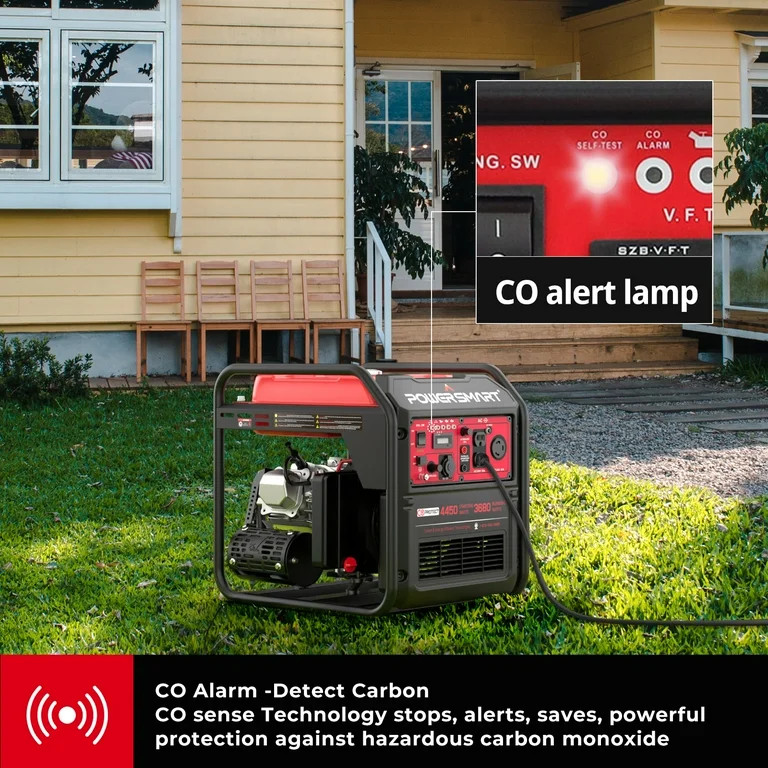 PowerSmart 4450W Inverter Generator Gas Fuel Powered , CO Detect, Home Backup/Outdoor Use 69lbs E... | Walmart (US)