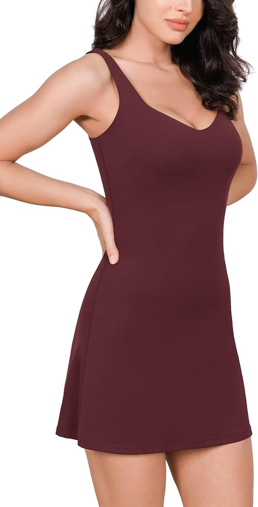 ODODOS Women's Cloud Feeling Tank Dress with Separate Shorts and Built in Bra U Back Mini Tennis ... | Amazon (US)