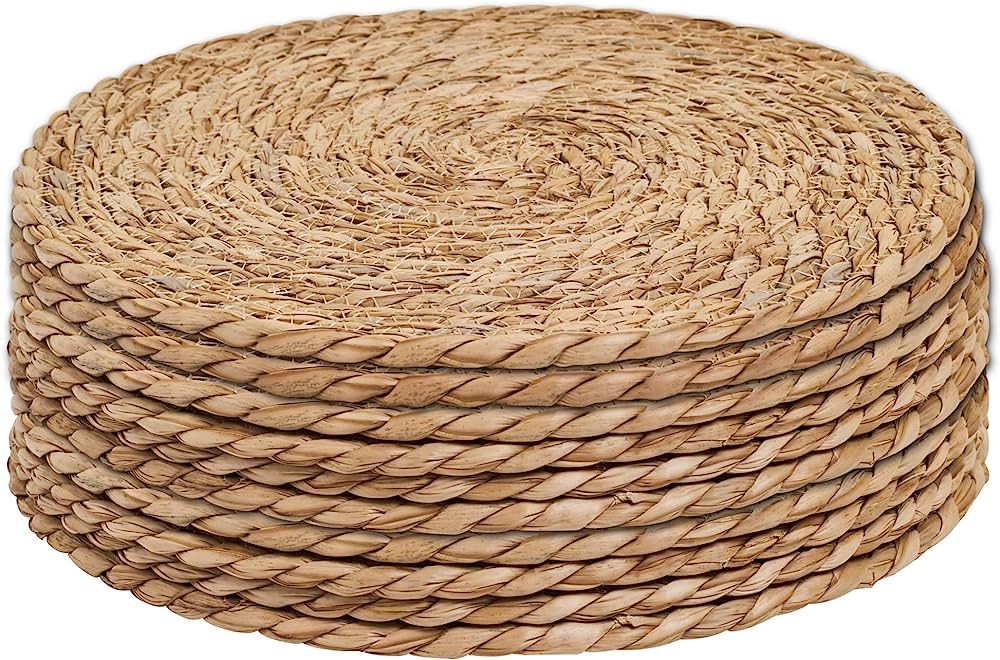 Defined Deco Woven Placemats Set of 10,12" Round Rattan Placemats,Natural Hand-Woven Water Hyacin... | Amazon (US)