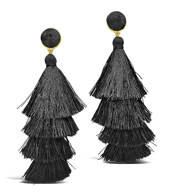 Sterling Forever - Fringe Multi Layered Gold Plated Tiered Dangle Drop Earrings | Amazon (US)