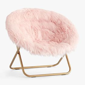 Himalayan Faux Fur Blush Hang-A-Round Chair | Pottery Barn Teen