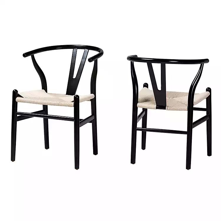 Black and Tan Wishbone Dining Chairs, Set of 2 | Kirkland's Home