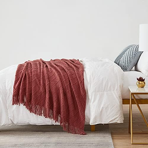 BOURINA Throw Blanket Textured Solid Soft Sofa Throw Couch Cover Knitted Decorative Blanket, 50"x60" | Amazon (US)