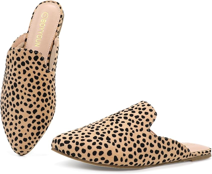 BOYYOUN Mules for Women Comfortable Slip On Backless Flats Pointed Toe Loafers for Work and Casua... | Amazon (US)