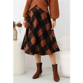 Rustic Fall Charm Check Flare Skirt | Chicwish