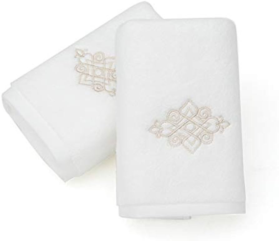 sense gnosis Luxury White Hand Towels Super Thick Soft Embroidered Decorative Hand Towel 100% Cot... | Amazon (UK)