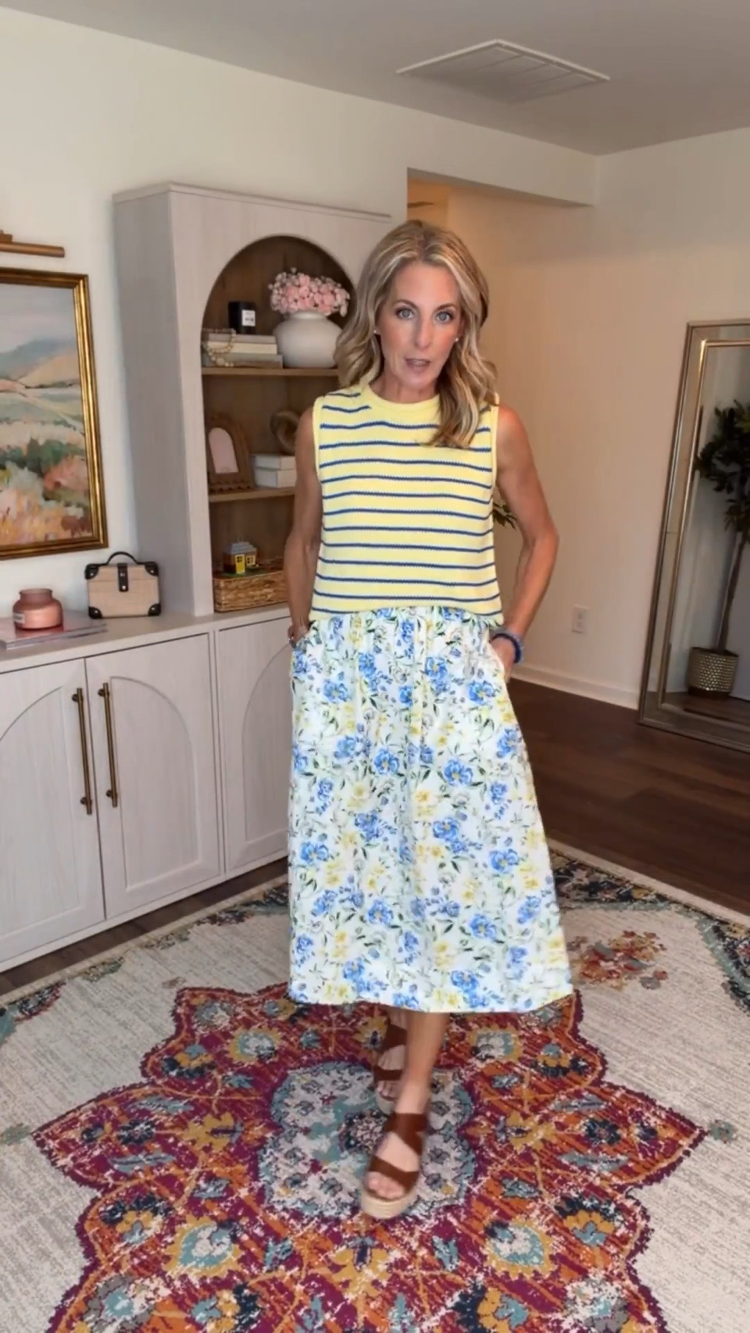 Take a page out of my first favorite store to sell these new arrivals from my second favorite store this new free assembly under $25 stripe gel looks so perfect over this under $40 nautical blue women’s midi dress… I love when I can take new arrivals and mix it with things that I already have in my closet to make another look I will be sharing ways to sell all of our new arrivals this week …. Grab these while you can.
Wearing an extra in both the tank and dress

Spring style, Walmart, new arrivals,, spring fashion, spring style, Mother’s Day