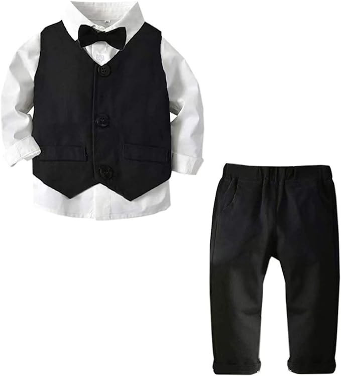 SANGTREE Boys Gentleman Outfits Suit Set with Detachable Suspenders, 3 Months -9 Years | Amazon (US)