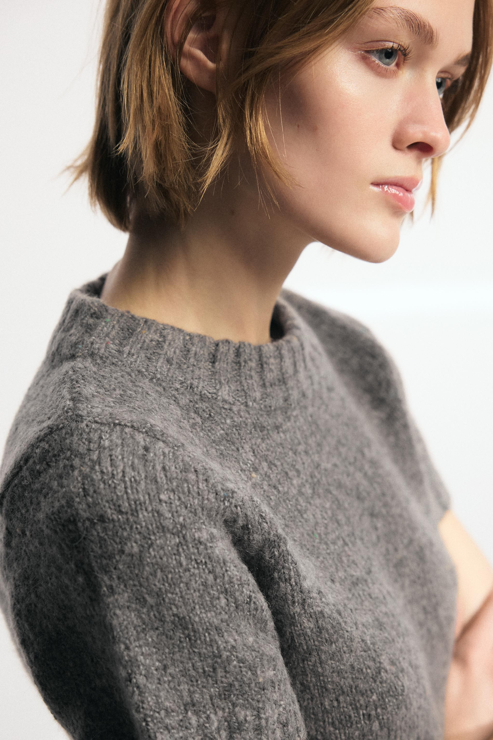 WOOL BLEND SHORT SLEEVE JUMPER | Zara AU
