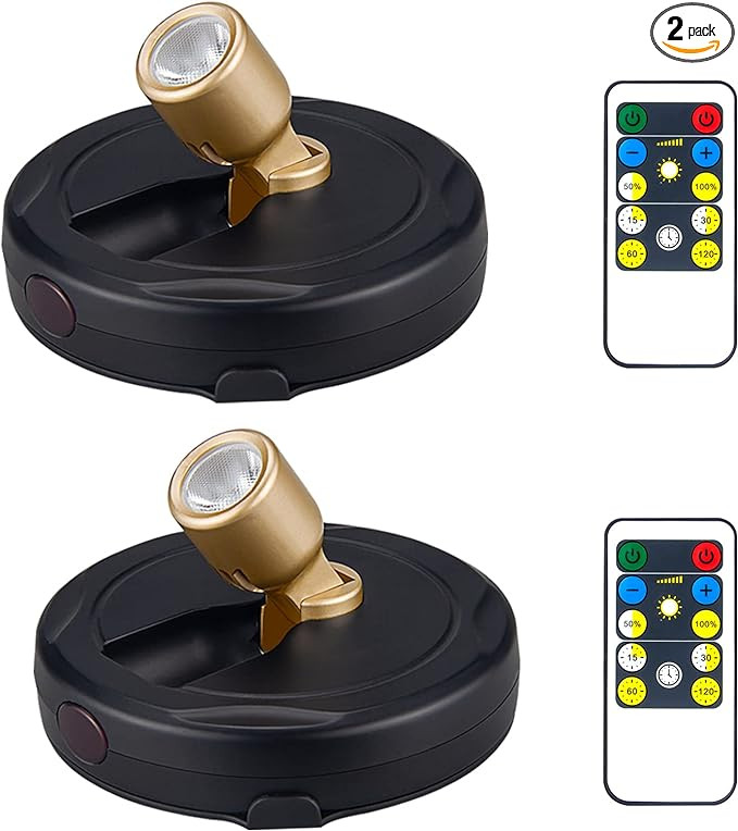 Battery Operated LED Spotlight, Picture Spot Lights, Indoor Uplighting, Puck Lights with Remote, ... | Amazon (US)