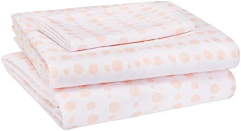 Amazon Basics Kid's Sheet Set - Soft, Easy-Wash Lightweight Microfiber - Twin, Pink Dotted Stripe... | Amazon (US)