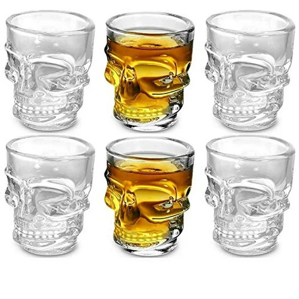 Circleware Skull Face Heavy Base Whiskey Shot Glasses, Set of 6, Party Home and Entertainment Din... | Walmart (US)