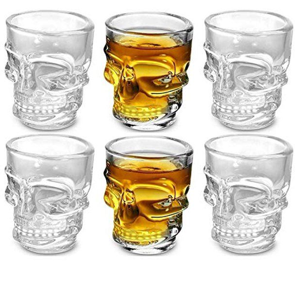 Circleware Skull Face Heavy Base Whiskey Shot Glasses, Set of 6, Party Home and Entertainment Din... | Walmart (US)
