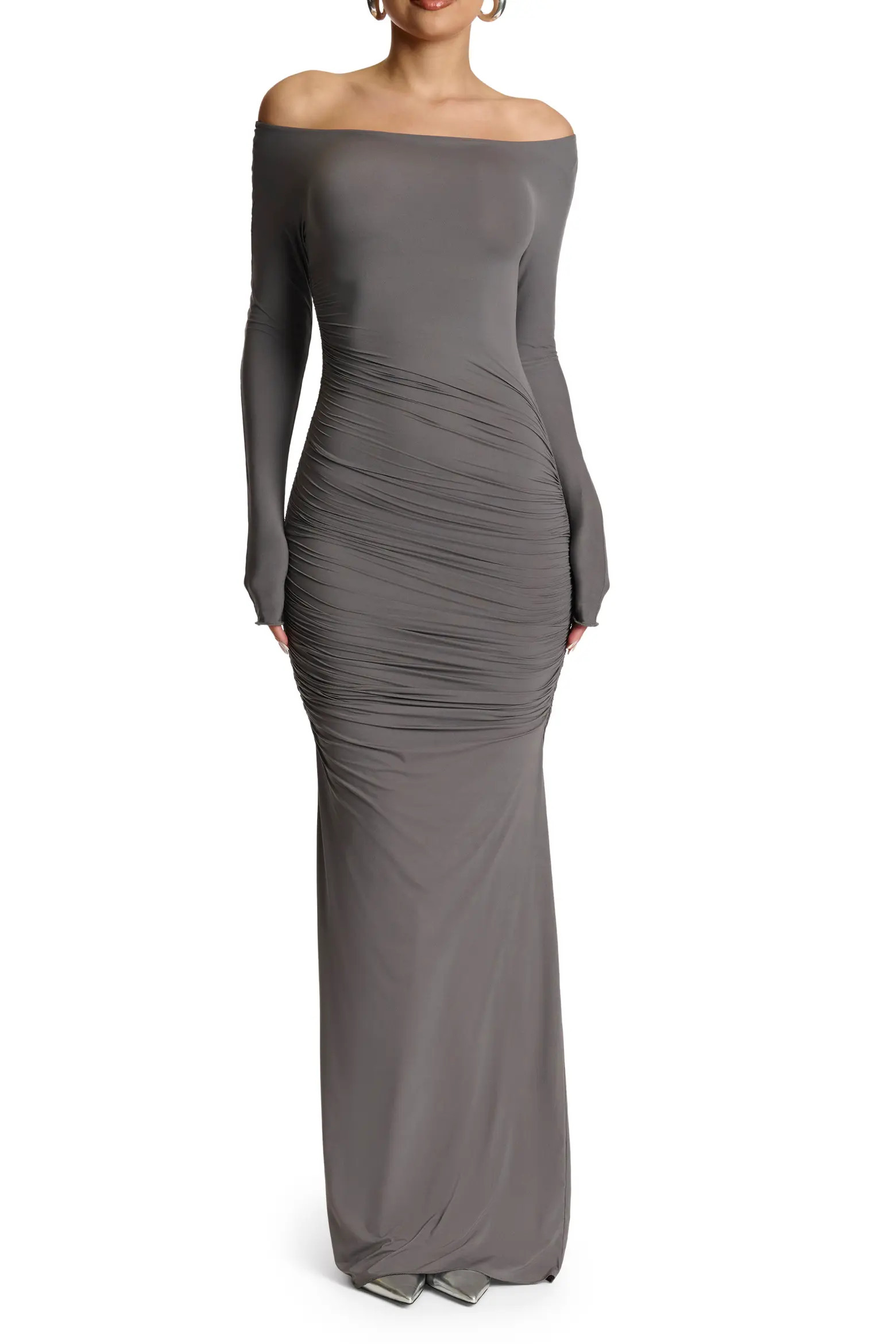 Ruched Off the Shoulder Long Sleeve Maxi Dress (Women) | Nordstrom | Nordstrom