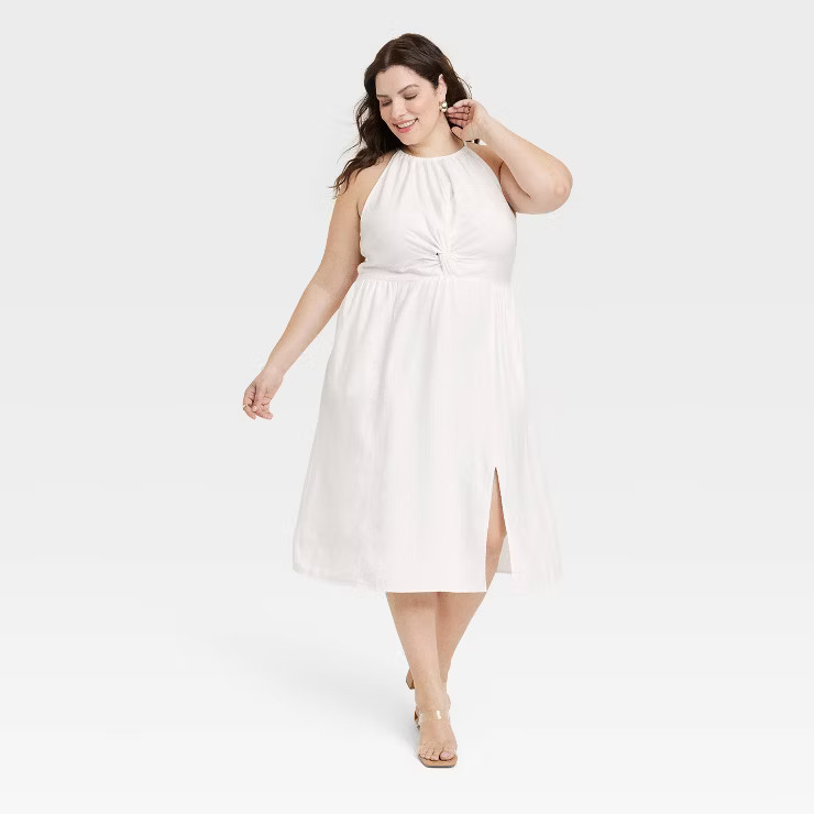 Women's Sleeveless Halter Neck Midi Dress - Ava & Viv™ | Target