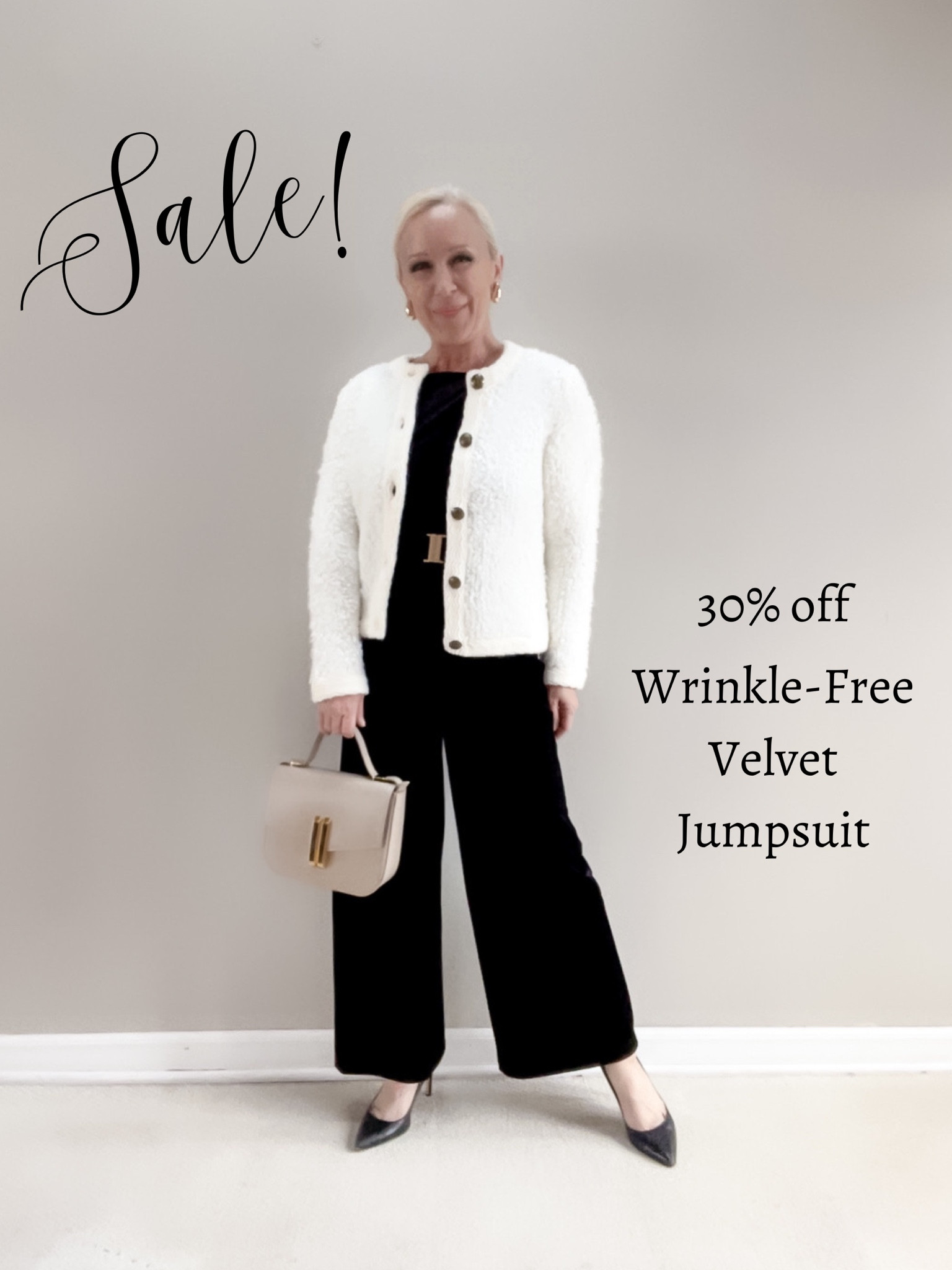 Wrinkle Free Velvet Jumpsuit is 30% off and a go-to piece for the holidays!

#LTKHoliday #LTKsalealert #LTKover40