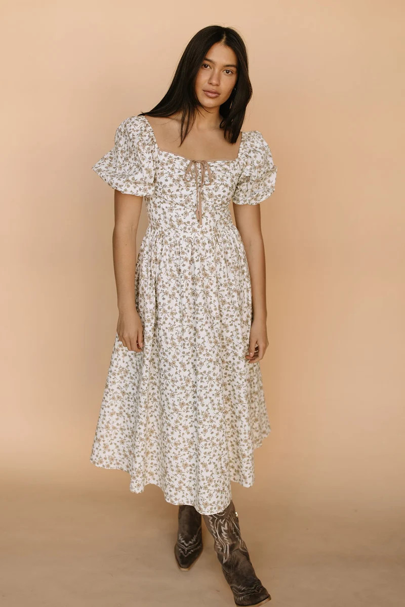 Venice Floral Midi in Cream | Henly
