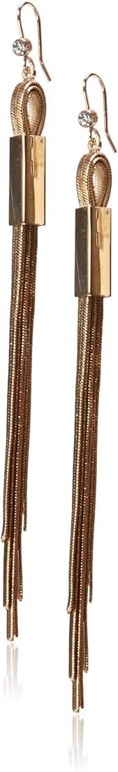 GUESS "Basic" Gold Foldover Flat Chain Linear Drop Earrings | Amazon (US)