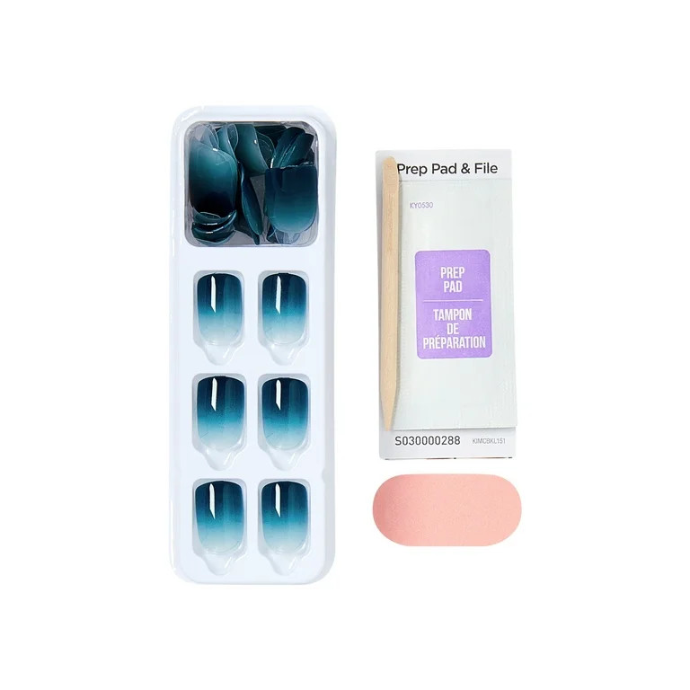 KISS imPRESS Color Press On Nails, ‘Velvet Breeze’, Blue, Short Squoval, 30 Count | Walmart (US)
