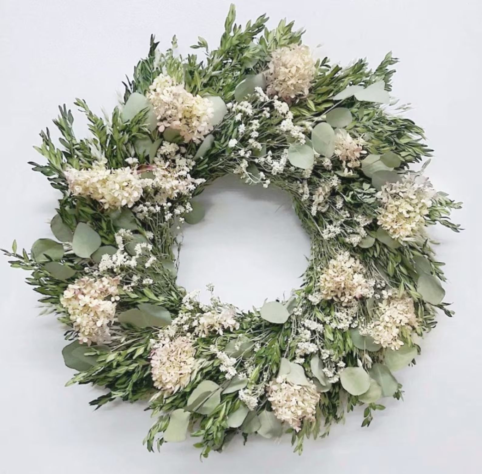 Summer Romance. Eucalyptus & Hydrangea Dried Flower Wreath 22 Inch Spring Summer Garden Wreath - ... | Etsy (US)