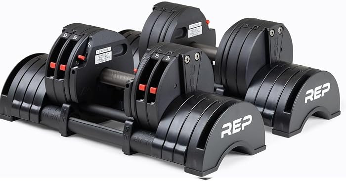 REP Fitness QuickDraw Adjustable Dumbbell Set, Pair, 30/40/50/60 lb Each, Steel Plates, Knurled H... | Amazon (US)