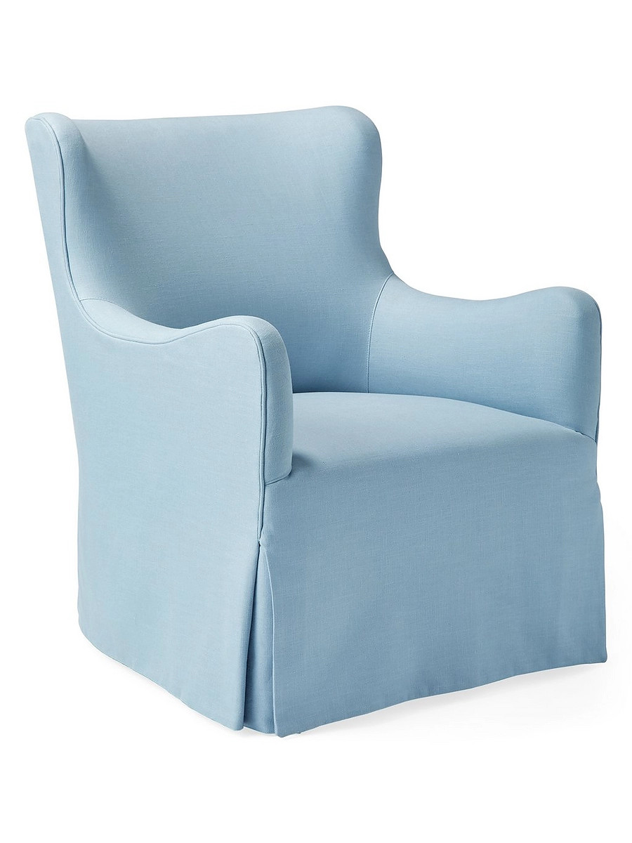 Clayton Swivel Chair - Perpetua Performance Cotton Coastal Blue | Serena and Lily