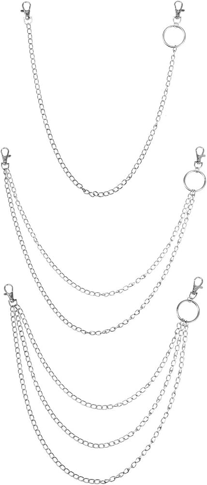 3 Pieces Jeans Chains Wallet Pocket Belt Hip Hop Pants Chain Biker Trouser Accessory Jewelry Gift... | Amazon (US)