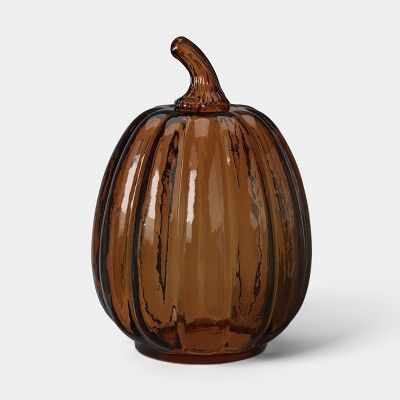 5.5" Small Glass Fall Pumpkin - Threshold™ translucent orange with black accents | Target