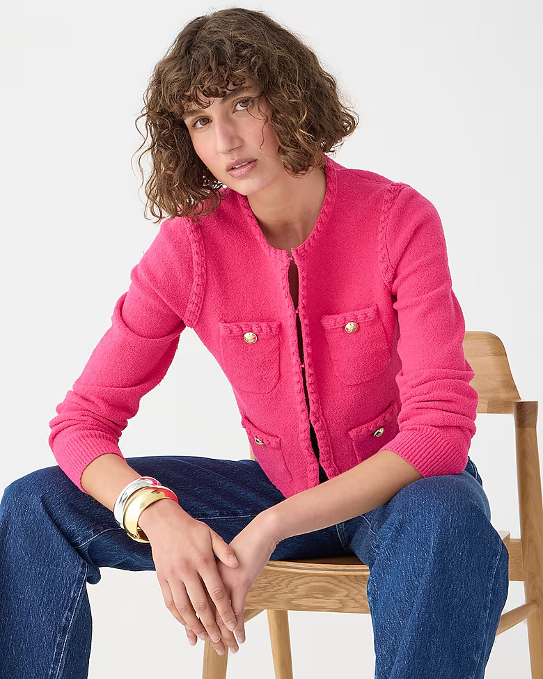 Odette sweater lady jacket in cotton-blend bouclé | J. Crew US