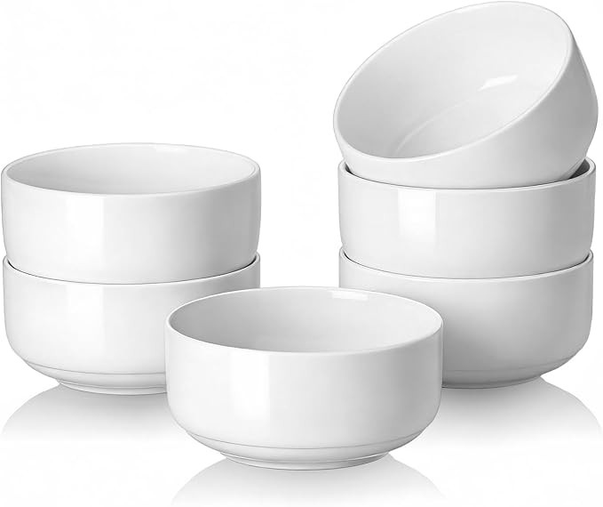 DOWAN White Ceramic Bowls Set of 6, 20 oz Ceramic Cereal Bowls, Everyday Cereal, Soup & Rice Bowl... | Amazon (US)