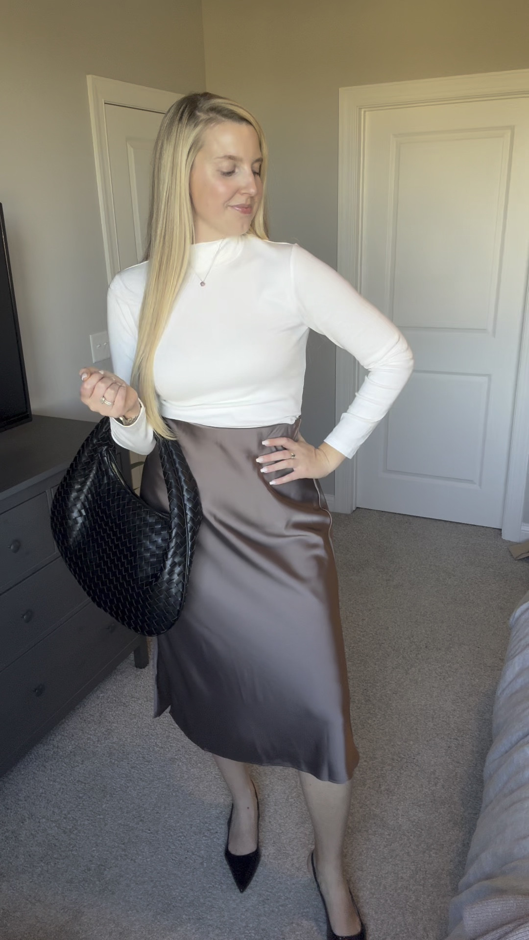 6 days of Thanksgiving - day three! A dressier option with this beautiful silk skirt and mock neck long sleeve. 
Skirt - large
Long sleeve - large
Heels - 11

#LTKWatchNow #LTKGiftGuide #LTKHoliday