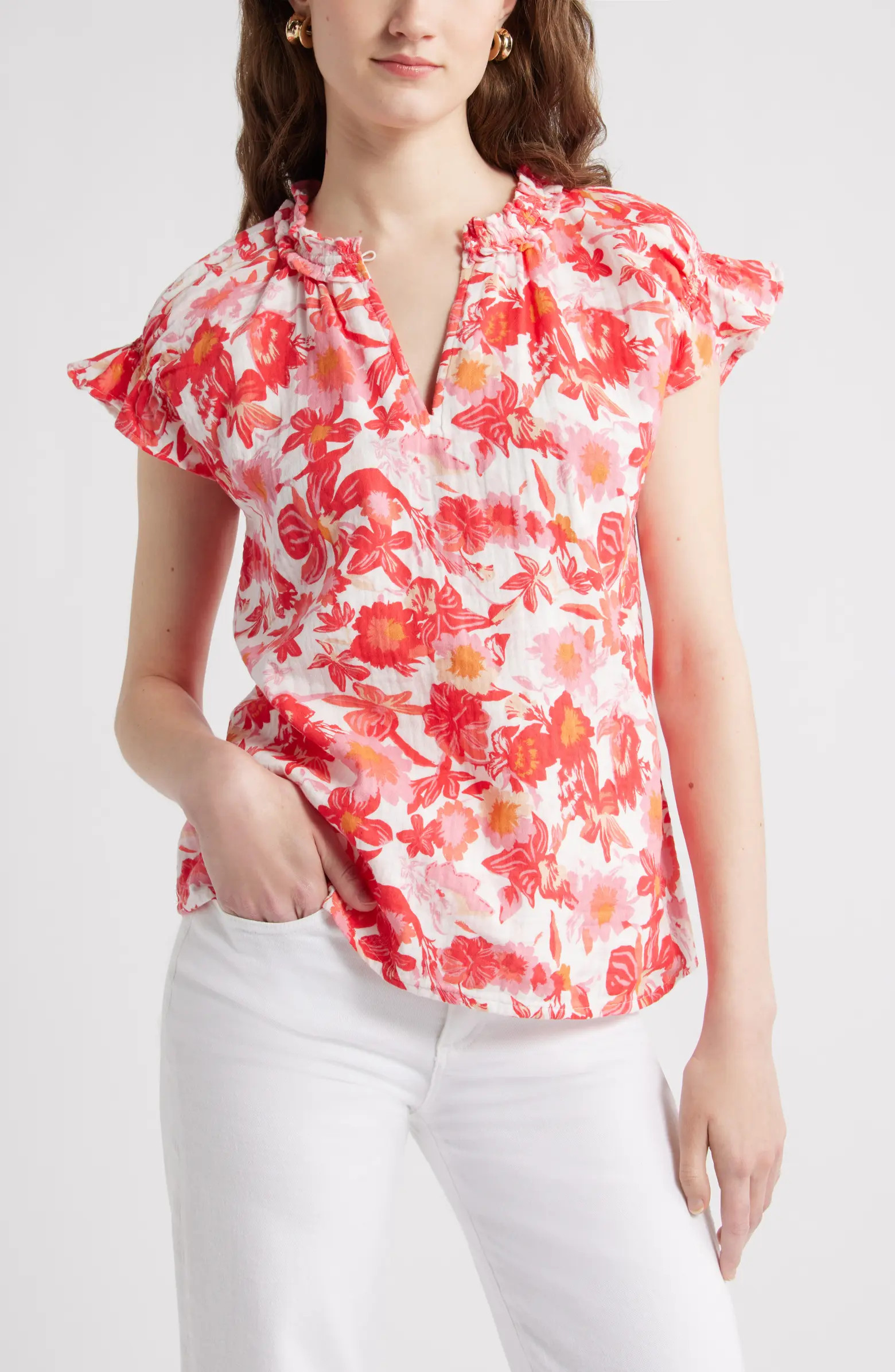 Ruffle Cotton Gauze Top | Nordstrom