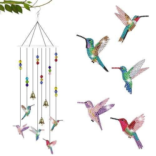 Vcekract Diamond Painting Kits, Hummingbird Diamond Art Wind Chimes, Diamond Art Kits for Adults, Adult Craft Kits for Garden Decor | Amazon (US)